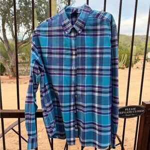 Rockies Teal and Navy Plaid Men's Shirt
